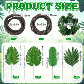 HIYZI 47 Pcs 20 ft Jungle Theme Party Decorations Set 2 Artificial Rattans