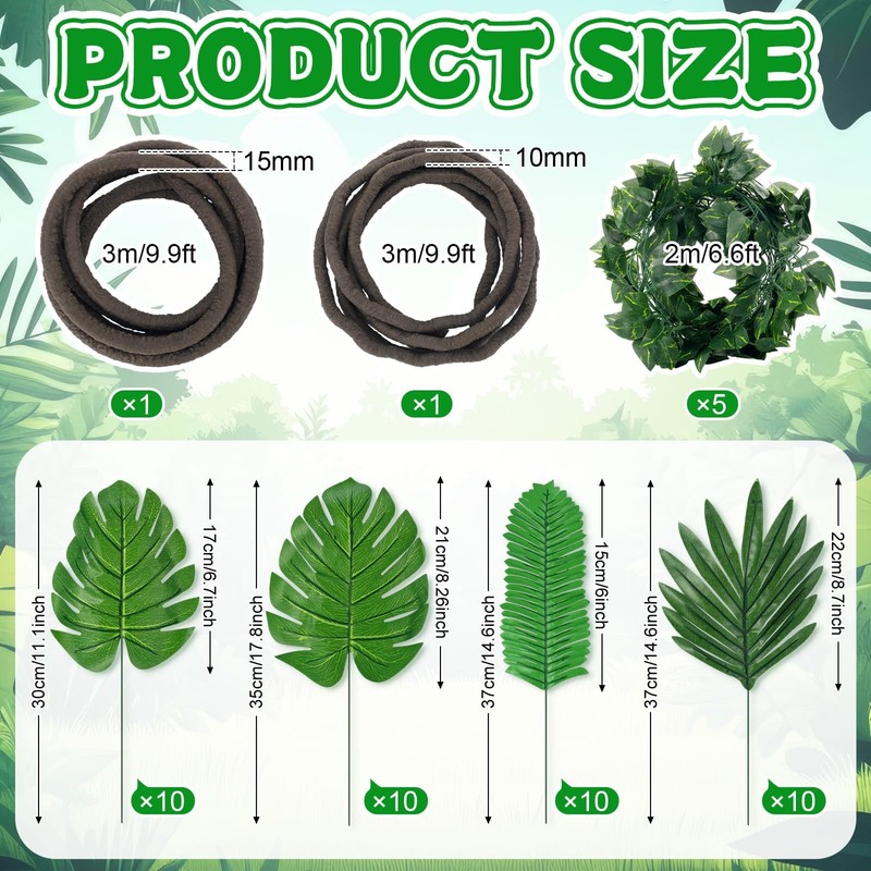 HIYZI 47 Pcs 20 ft Jungle Theme Party Decorations Set