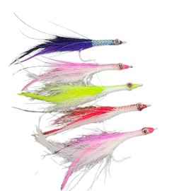 carlitos custom jigs sand eel teasers on mustad hook 6/0 for saltwater fishing - purple/black