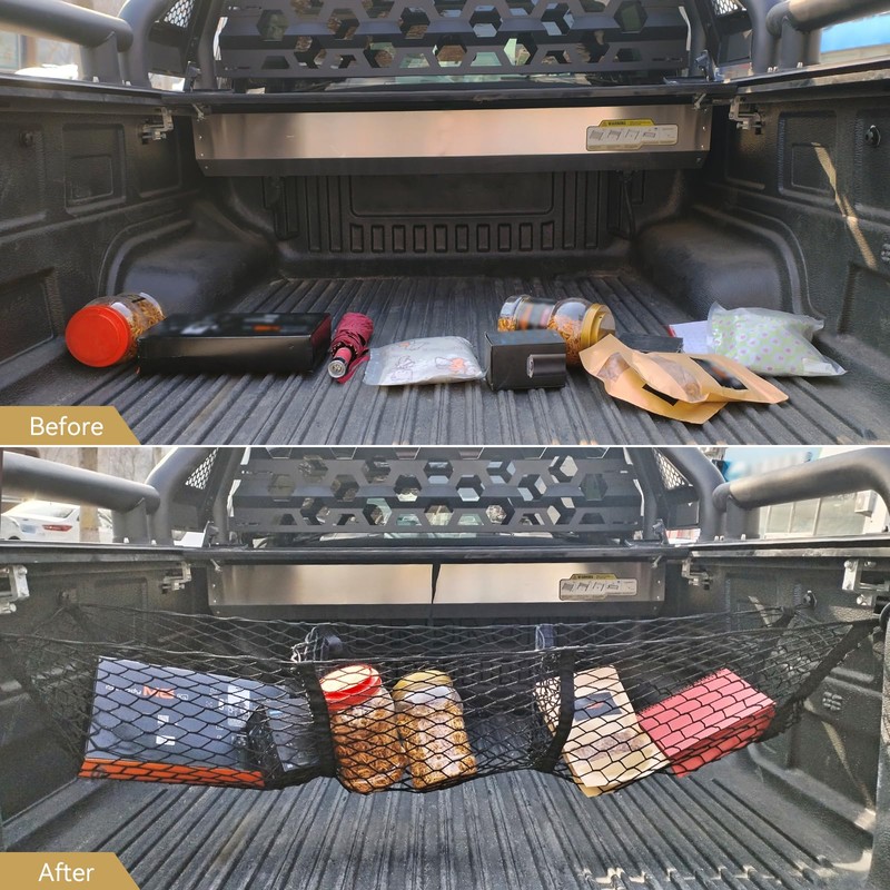 Gluebar Three Pocket Cargo Net and Automotive Cargo Net Stretchable，Cargo