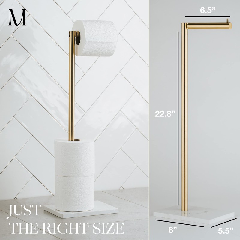 MARMOLUX ACC Free Standing Gold Toilet Paper Holder Stand White