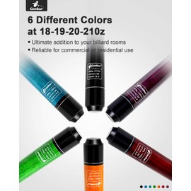 CUEBAR Pool Cues Set of 6, Pool Sticks 18 19 20 21 Oz, 2-Piece House Bar Billiard Cue Sticks with Imitation Leather Grip, 58" Pool Table Sticks for Men Women - Black Teal Green Orange Red Purple