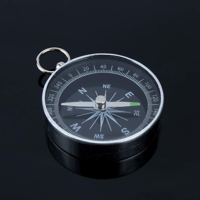 White Dial Iced Compass 45mm Aluminum Case Silver Portable Pocket