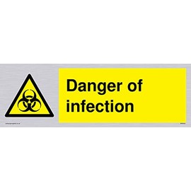 Viking Signs Danger of Infection Silver Vinyl Sign