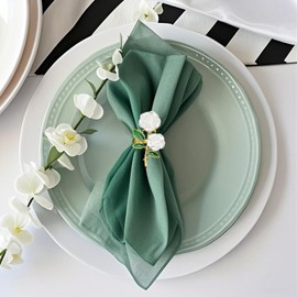 Rose Napkin Rings Gold Set of 8 White Rose Flower Napkin Ring Holders Fancy Floral Napkin Ring Wedding Serviette Buckles for Bridal Baby Shower Mother's Day Thanksgiving Christmas Easter Decor