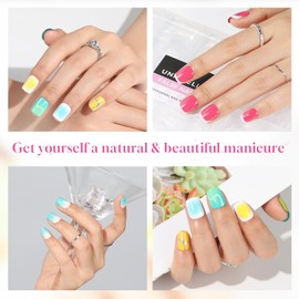 UNA GELLA Extra Short Square Nail Tips, 312pcs XS Square Gel X Nail Tips, Soft Gel Full Cover Nail Tips Half Matte No Need File Acrylic Fake Nails for Nail Extension Home DIY Nail Salon 12 Sizes