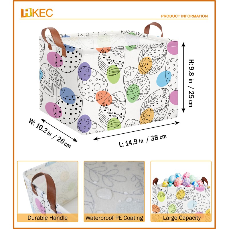 HKEC Rectangle Easter Egg Basket,Easter Gift Basket Empty with Handles