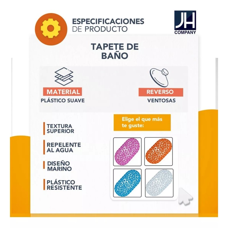 J.H. Company Tapete De Baño Antiderrapante Regadera Forma Estrellas M-39