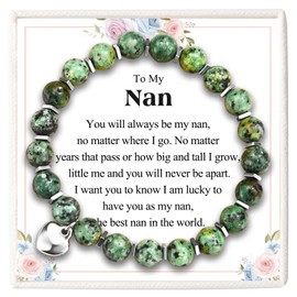 KORAS Nan Gifts, Heart Charm Beaded Bracelet Nan Gifts from Grandchildren, Special Nan Birthday Gifts Mothers Day Gifts Christmas Presents