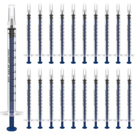 MKUCCD 50PCS 1ml Bulk Plastic Syringes without Needle with Measuring Device for Science Lab, Feeding Pets, Liquid Measurement, Industrial,individually sealed (1ml-50pcs blue)