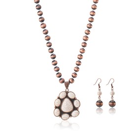 Rustic Couture's Western Turquoise Jewelry Set for Women Multi Layer Navajo Cowgirl Beaded Neacklaces with Earrings RNS-1047WT