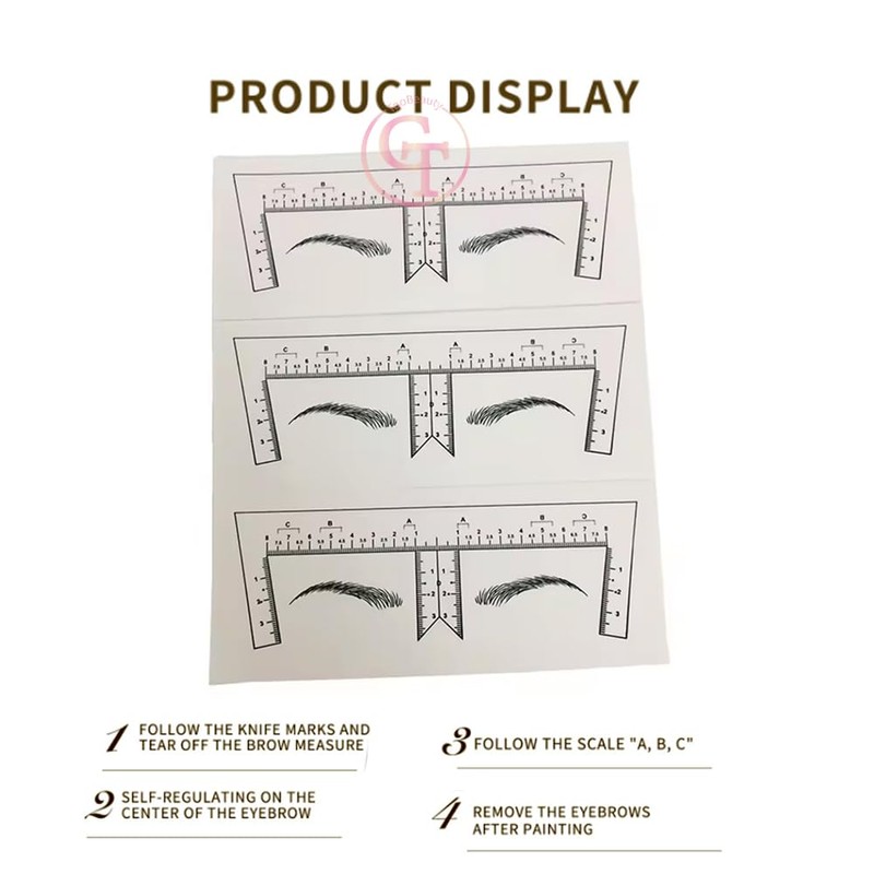 50pcs Disposable Tattoo Eyebrow Ruler Sticker with Brow Shape Eyebrow