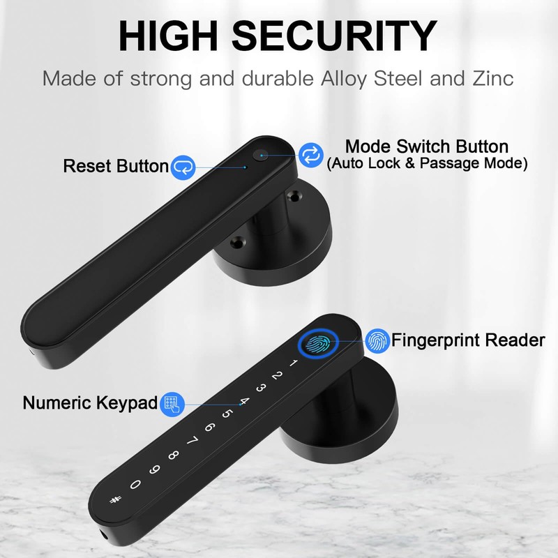 eLinkSmart Fingerprint Door Knob, Keyless Entry Door Lock with Keypad