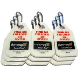 Dynotag® Web Enabled Smart Micro Zipper Tags with DynoIQ™ & Lifetime Recovery Service. 9 (3x3strip)+SnapHooks