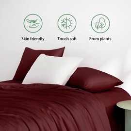 Townssilk Double-Sided 100% Pure Tencel Cushion Cover, High-End Cushion Cover, Suitable for Hair and Skin Health, 2-Piece, with Hidden Zip, 50 x 75 cm, Claret