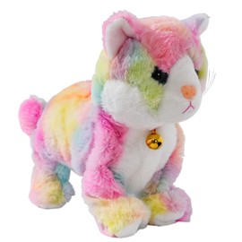 Smalody Interactive Electronic Plush Toy - Animated Sound Control Electronic Pet Robot Cat Kitten Toys Gifts for Boys & Girls Kids Birthday Christmas(LED Eyes) (Colorful)
