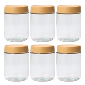 REWEMXLA 6-Pack Airtight Glass Food Storage Jars with Lids - 16 fl oz Stackable Containers for Overnight Oats, Dry Foods & Meal Prep | Leakproof Pantry Organization (4.5x3.3in (yellow)