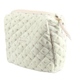 Thyonta Quilted Tote Bag Large Capacity Cotton Floral Travel Cosmetic Bag for Outdoor Holiday Business Travel（Rice Crushed Flower）