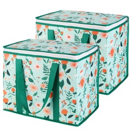 CIVJET 2-Pack Insulated Reusable Grocery Shopping Bags, X-Large Insulated Food/Pizza Delivery Bag for Doordash/Uber Eats, Commercial Food Warmers, Tote Cooler/Thermal Bags