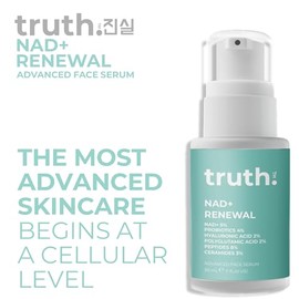 truth 진실 NAD+ Renewal Advanced Face Serum 30ml – NAD+ 5%, Probiotics, Hyaluronic Acid, Polyglutamic Acid, Peptides – Korean Anti-Aging & Skin Barrier 