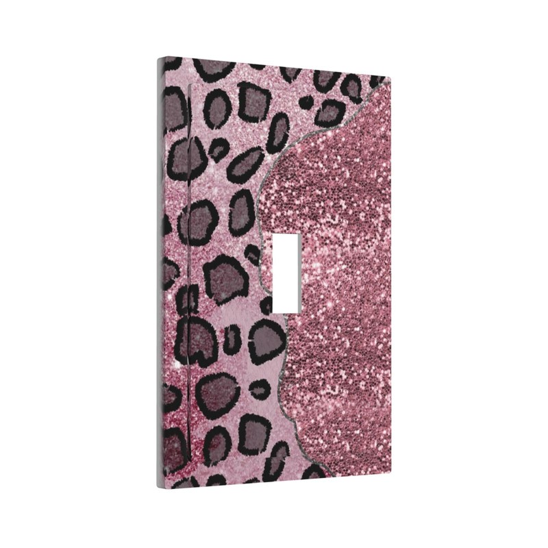 YIJIKJY Decorative Light Switch Plate Covers Pink Leopard Glitter Diamonds