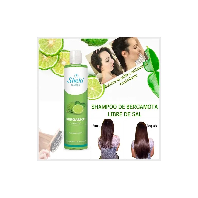 2 Pack Shampoo Bergamota Caida Cabello 530 Ml Shelo Nabel
