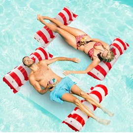 Inflatable Pool Floats for Adults - 2 Pack Pool Float with Canadian Flag - Multipurpose Inflatable Water Hammock with 4 in 1 - Flotteur Piscine Adulte - Ideal for Pool, Swimming, Lake, Water Sports