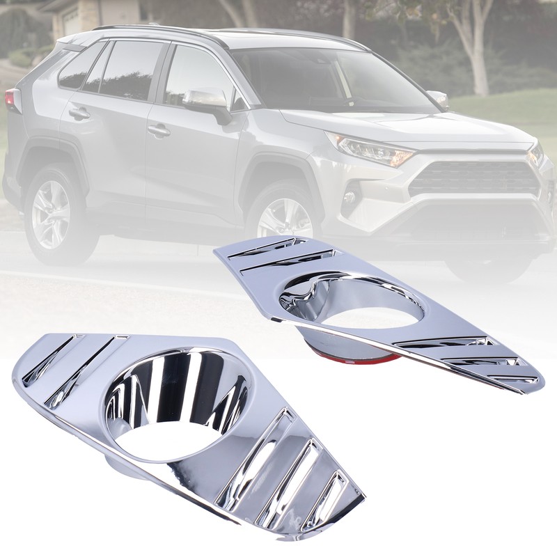 Pair Chrome Front Fog Light Cover Lamp Trims Paste Mounting