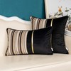 Yangest Black Striped Patchwork Throw Pillow Cover Gold Leather Cushion