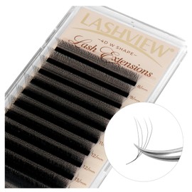 LASHVIEW W Lashes Extensions, 4D Premade Fans 0.07 C Curl 8-15mm Clover Lash Extensions W Shape Eyelash Extension Volume Premade W Lashes (4D 0.07 C 8-15mm)