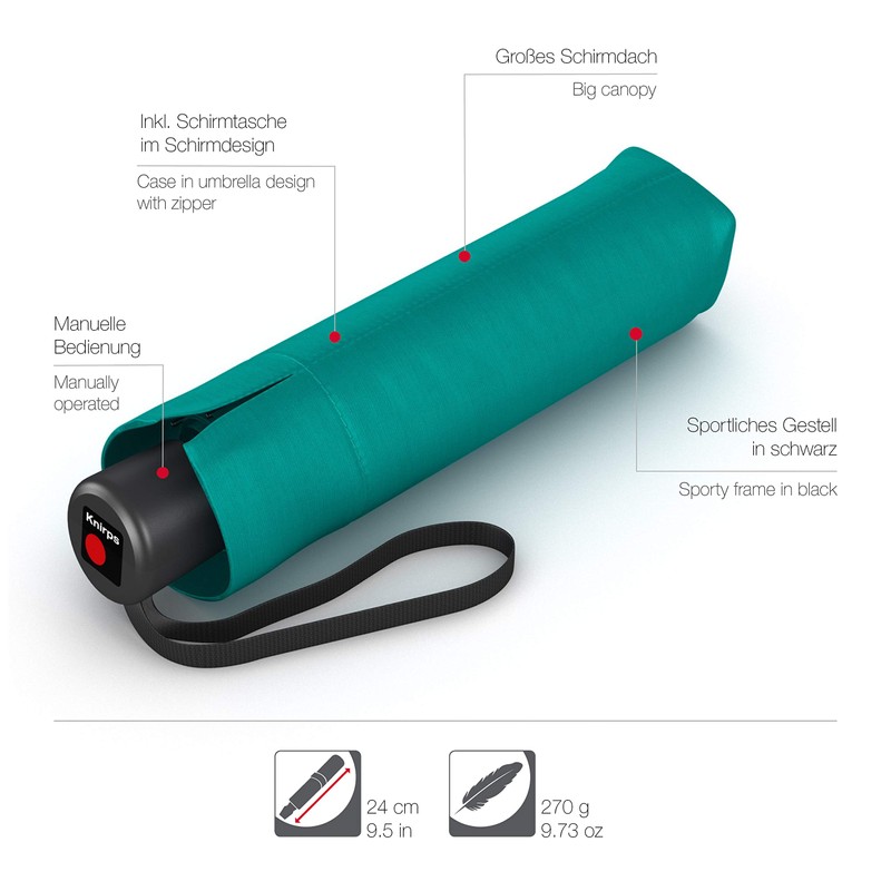 Knirps A.050 Medium Manual Pocket Umbrella - Compact and Stormproof