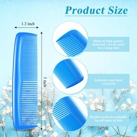Didaey 50 Pcs Pocket Combs for Men 5 Inch Cutting Comb with Wide and Fine Teeth Plastic Professional Barber Haircut Comb Small Anti Static Combs for Women Grooming Accessories for Beard (Blue)