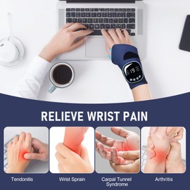 Orifesio EMS Wrist Massager, Portable Cordless Hand and Wrist Massager with 3 Heating Temperature, 9 Modes/19 Intensities, Wrist Support for Arthritis, Carpal Tunnel Syndrome, Hand Pain Relieve