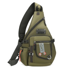 LAMMOK Large Sling Backpack, Sling Chest Bag Shoulder Crossbody Daypacks Fits 14.1-Inch Laptop for Travel Outdoor Men Women(ARMY GREEN)