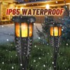 Solar Torch Light with Flickering Flame, 4 Pack Waterproof Bamboo