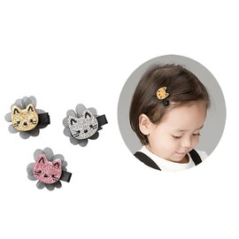 Hair Clips Tie Cat Design For Girls Kids Toddler Baby Party Cat Cute Snap By FANCYBABY (3 Colors Cat Hair clips)