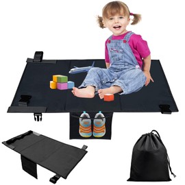 FOVERN1 Toddler Airplane Bed,31in Airplane Seat Extender for Kids,Toddler Airplane Travel Essentials with Drawstring Bag,Kids Bed Airplane-Toddler Travel Bed,Airplane Must Have for Toddlers (Black)