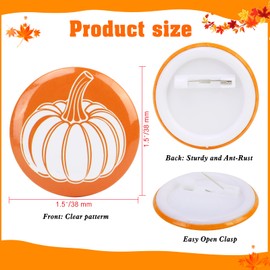 HOWAF 32pcs Fall Pumpkin Pin Button Bulk Autumn Harvest Pinback Buttons for Thanksgiving Autumn Party Bags Decorations, Fall Party Decoration Badge Pumpkins Pin for Clothes/Backpack/Hats/Jeans