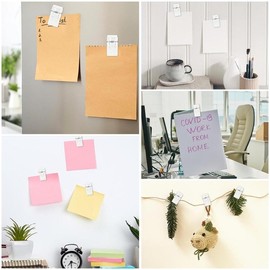 20 Pieces Self Adhesive Clips for Photo Sticky Clips for Wall Tapestry Wall Hanging Clips Sticky Spring Clips for Office Home Clear Plastic Sticky Clip.