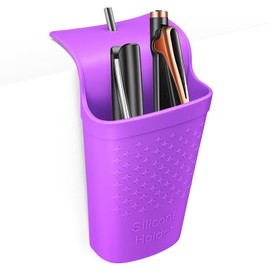 ZAKRA Curling Iron Holder,Heat Resistant Silicone Holder for Flat Iron,Hair Straightener,Hot Hair Tools,Vanity Accessories Fix with Stainless Steel Hook.(Purple)