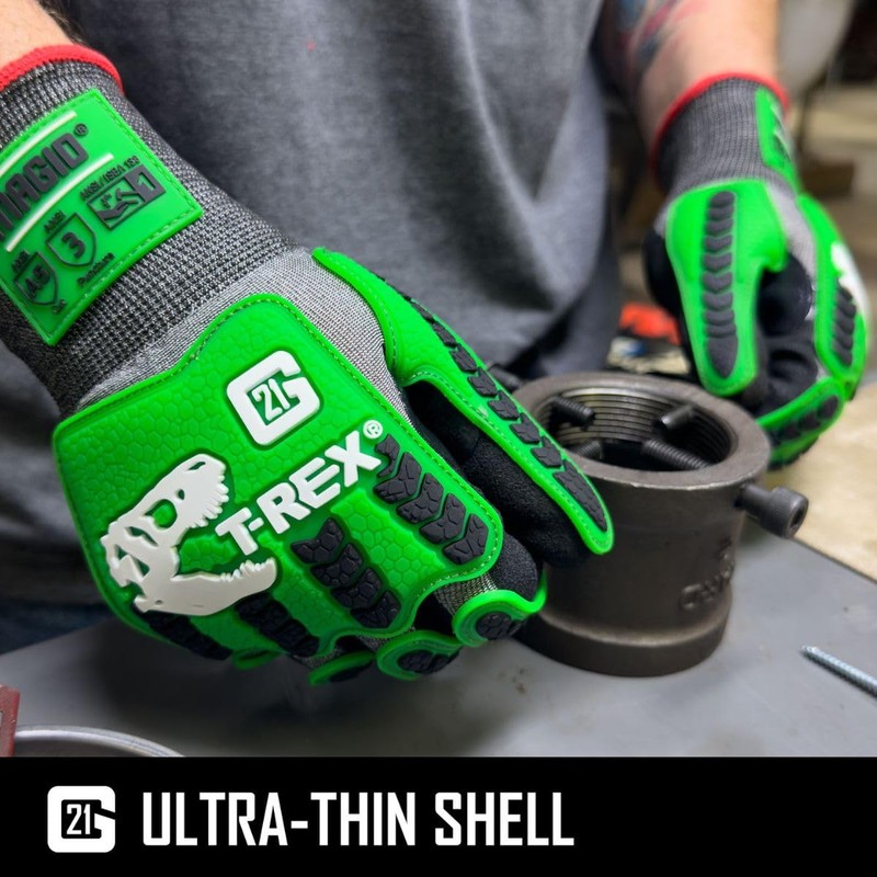 MAGID T-Rex Impact Gloves, 1 Pair, Size XL, 21-Gauge Thin