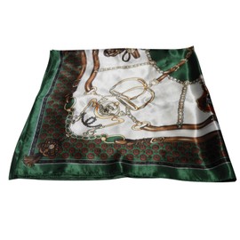 REGANOIR Scarf, Large, Thin, Silk-like, Satin Fabric, Stylish, Bag, 35.4 x 35.4 inches (90 x 90 cm), green