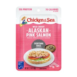 Chicken of the Sea Wild Caught Alaskan Pink Salmon with Everything Bagel Seasoning, 2.5 oz. Packet (Box of 6)