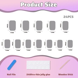 Mezrkuwr 24 Stück French Nägel zum Aufdrücken, niedliche Schleife, Acrylnägel, zum Aufkleben, kurze, quadratische künstliche Nägel, für Frauen und Mädchen