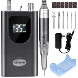 HoMove Professional Nail Drill Machine, HoMove 35000RPM Portable Nail Drill, Rechargeable Efile Nail Drill, Low Heat Electric Nail File for Acrylic Gel Nails