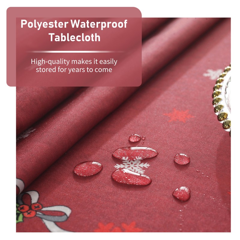Reusable Christmas Tablecloth 5 X 6 FT Rectangle Table Cover