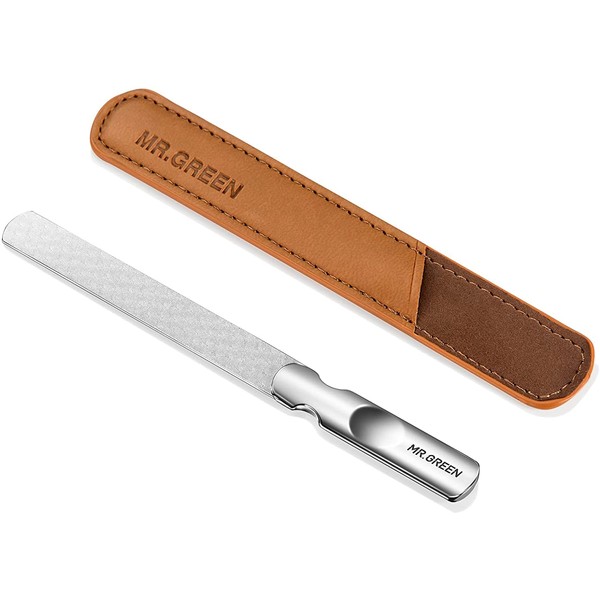 Nail File, Double-Sided Type, Stainless Steel, Anti-Slip Handle, Professional Use, Nail Polishing, Leather Case Included, Unisex, Double-Sided Type, Nail File