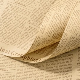 WRAPAHOLIC 20 Sheets Kraft Flower Wrapping Paper - 19.6 x 27.5 inch Retro Coffee Lettering Floral Bouquet Wrapping, Florist Supplies Packaging Paper for Wedding Birthday Gift DIY