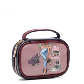 NICOLE LEE Amparo Small Fashion Jewelry Organizer Handbag, Earring and Ring Holders, Extra Zip Pocket, Travel Case (Casual Walk)