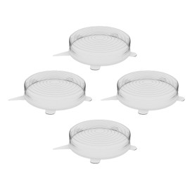 unwasted Reusable Silicone Lids (Large) – Upgrade Your Kitchen Gadgets with Our Silicone Covers for Food Storage – Reusable Silicone Stretch Lids and Food Covers for Containers Up to 9” (Pack of 4)